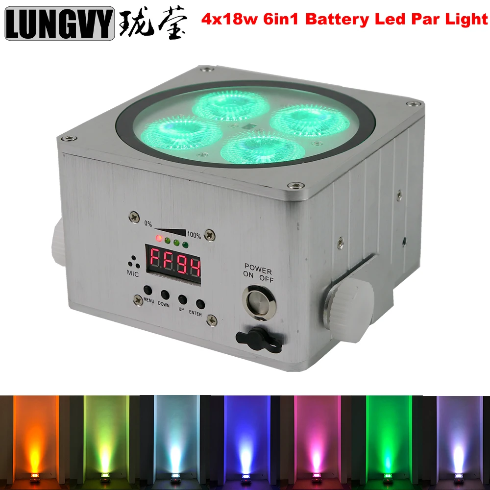 

Free Shipping Remote Control Smart LED UPLIGHT 4*18W 6in1 RGBAW UV Battery Wireless Stage LED Par Light