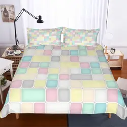 Комплект постельного белья из 3 предметов радуги 3D цифровой абстрактный геометрический розовый/желтый/черный/зеленый/синий/серый квадраты