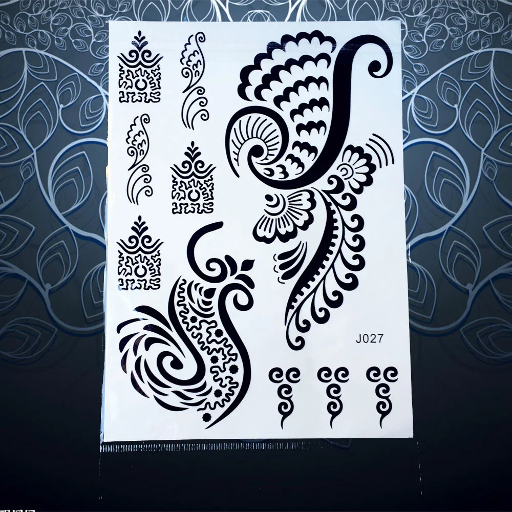 1PC Sexy Makeup Hand Foot Henna Flower Temporary Tattoo Sticker Black