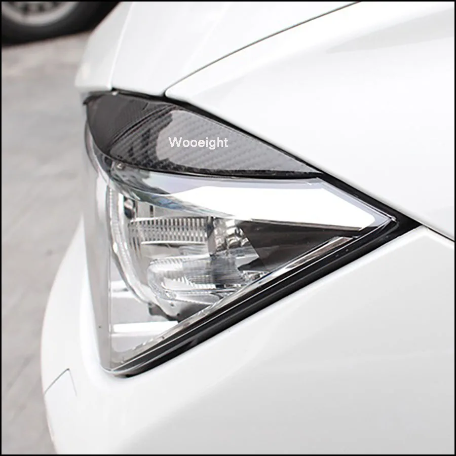 Wooeight 2Pcs Carbon Fiber Headlights Eyebrows Eyelids Front Headlamp Eyebrow Cover Trim Fit for BMW 3 Series F30 2013 2014-2017 (9)