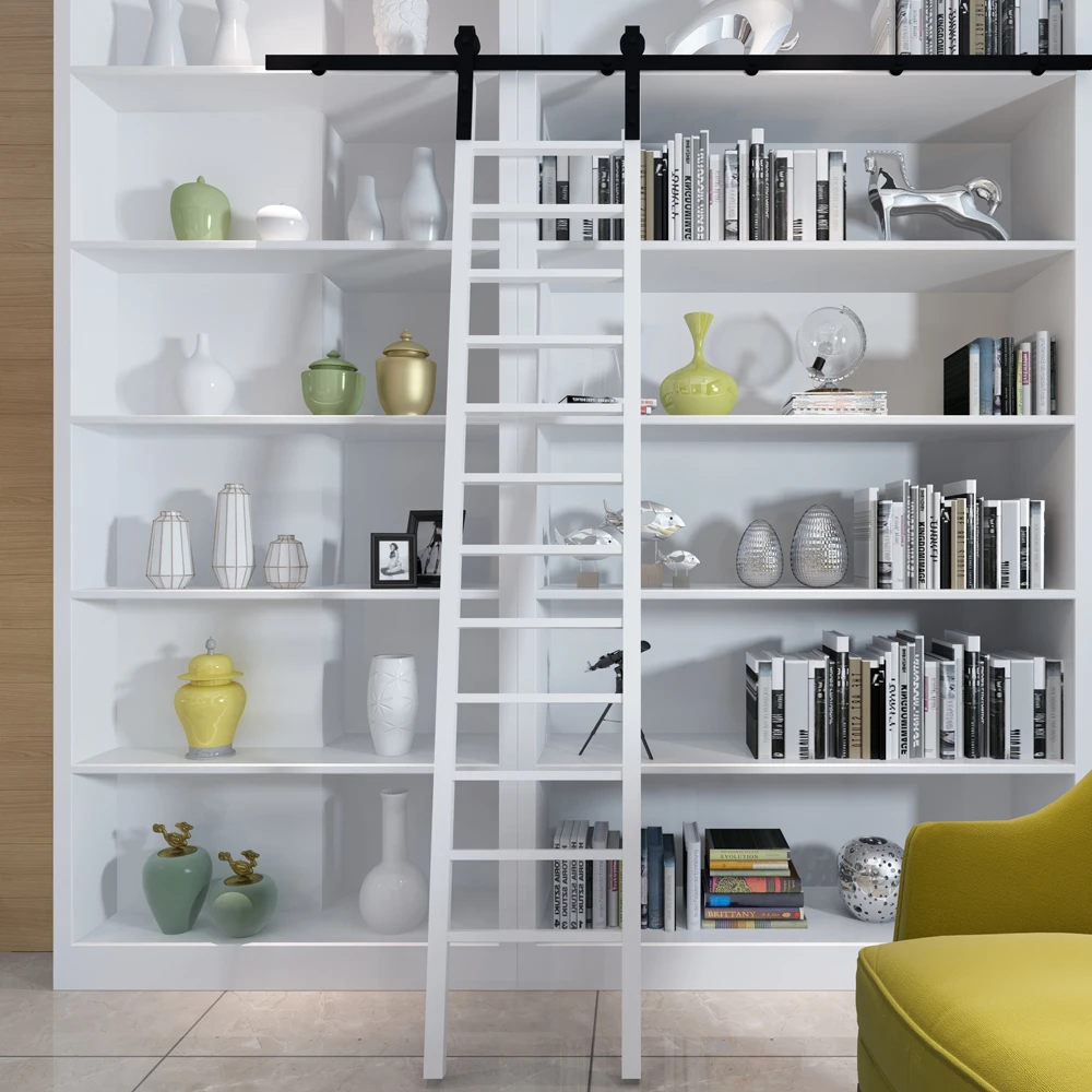 Kinmade-Black-Rolling-Ladder-Hardware-Library-Sliding-Ladder-Hardware-Kit 3