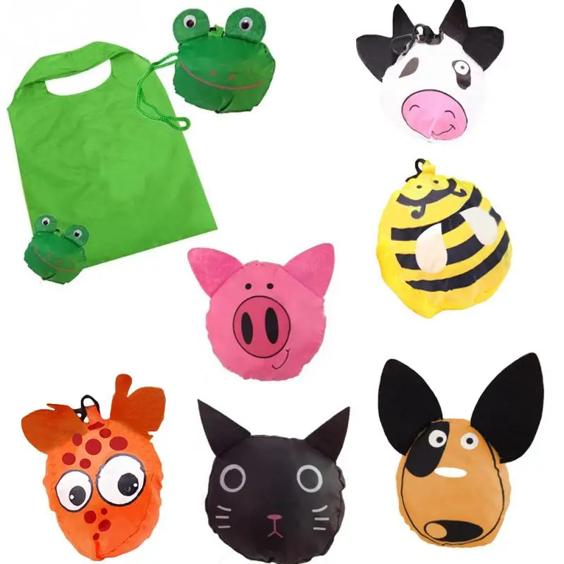

Cute Animal Foldable Shopping Bag Reusable Eco Friendly Tote Shoulder Handbag Portable Travel Bag for Ladies