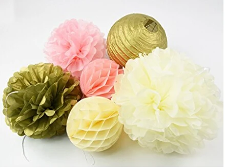 12 шт. Разноцветные бумажные шарики в форме сот|tissue paper pom poms|paper pomstissue |