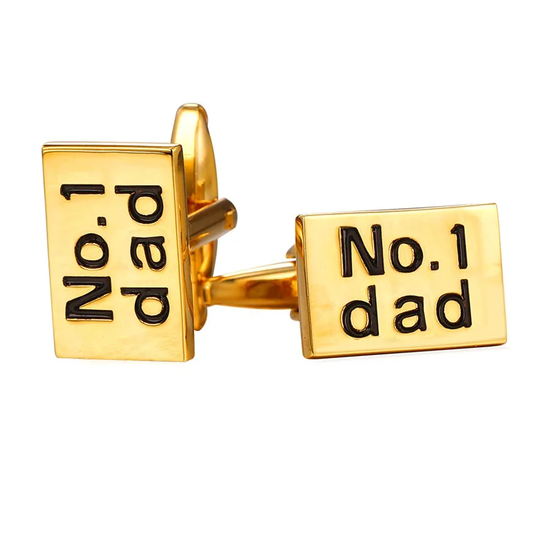 Mens Cuff Link No.1 Dad Shape Yellow Gold/silver Color Cufflinks For