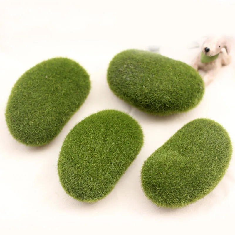 1pack=4pcs Artificial Moss Foam Stone Green Plant Home