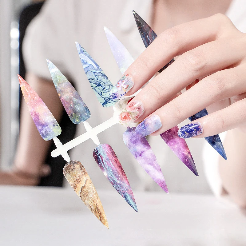 Addfavor 10 рулонов лазерной фольги для ногтей голографическое искусство ногтей переводная наклейка цветок Звездное украшение ногтей Обертывания