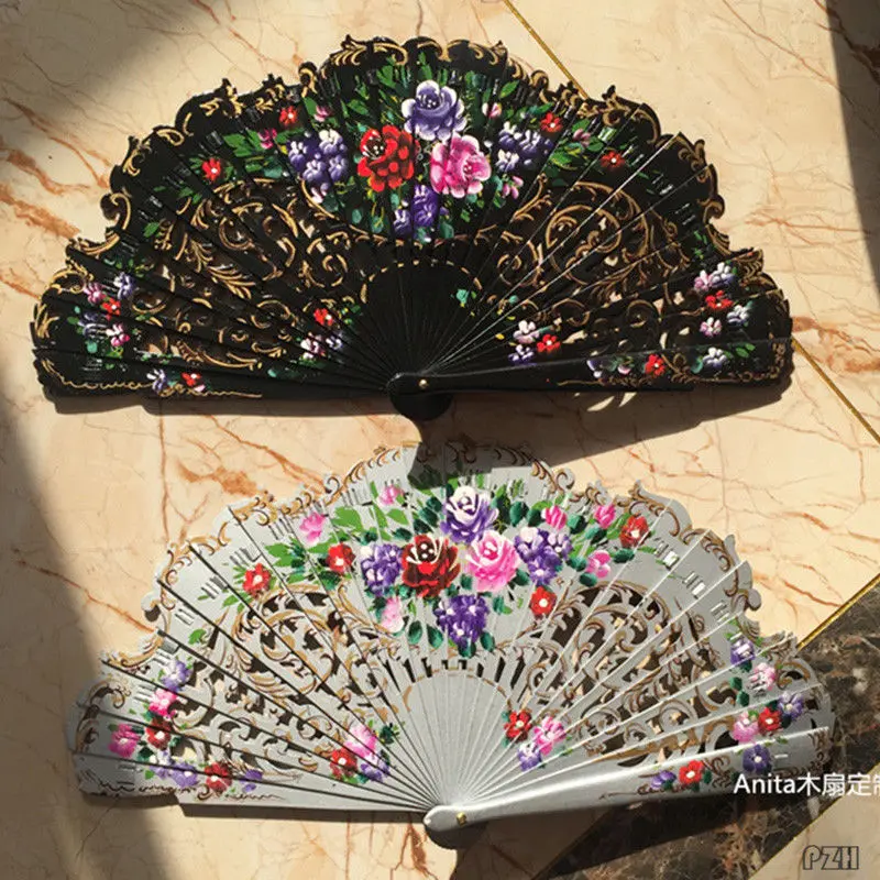 

Anita Wood Fans Custom Dance Fans Hand Painted Spanish Style Fans Wedding Gift