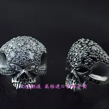S925 серебро полный череп со стразами тайское Серебряное Кольцо мужское модное серебряное кольцо женское модное серебряное кольцо