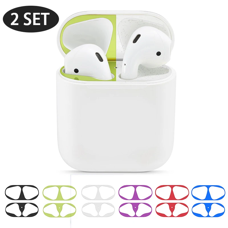 

2 Set Ultra Thin Skin Protective Cover for Airpod Earpods Metal Film Sticker Iron Shavings Dustproof AirPods Sticker Earphone