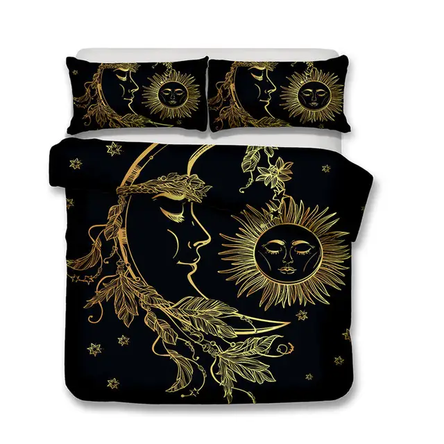 Lightweight BOHO Sun Moon and Stars 3D Bedding Set Duvet cover set Twin