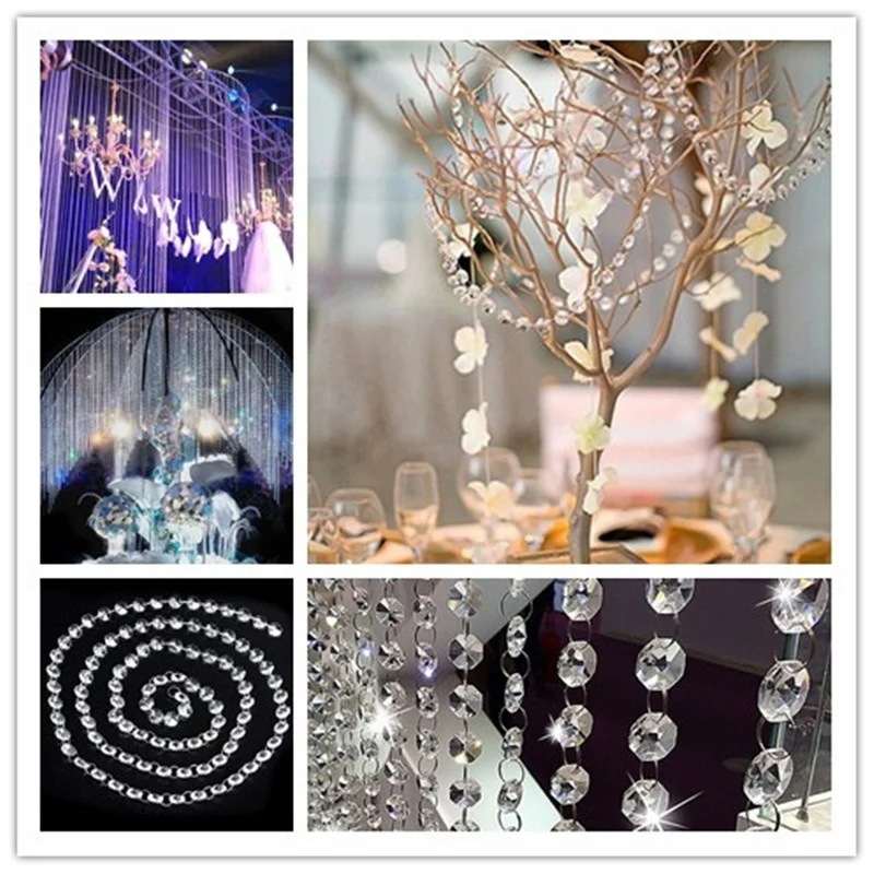 

4 Beads Chandeliers Hanging Wedding Romantic Birthday 1 DIY Crystal Party Sizes, Curtain Decorations Beads Decoration Pc Colors)