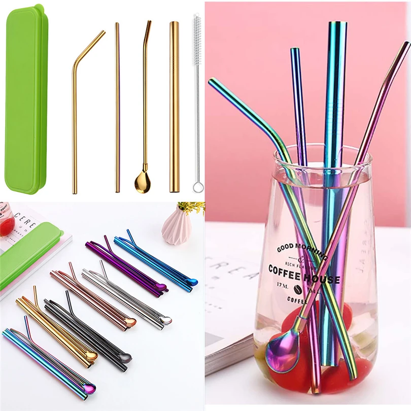 Drinking Straws Long Stainless Steel Metal Straws With Cleaning Brushes Set Recycle Reusable Drinking Straw High Quality JJ25 Drinking Straws Long Stainless Steel Metal Straws With Cleaning Brushes Set Recycle Reusable Drinking Straw High Quality JJ25