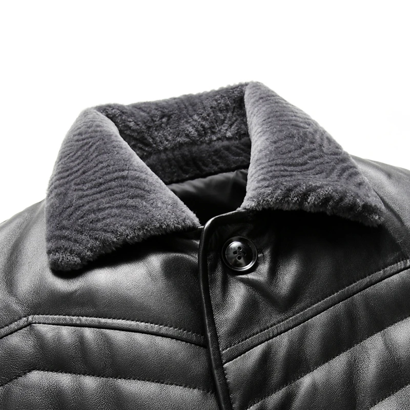 AYUNSUE, мужское пальто из натуральной кожи, пуховик на утином пуху, толстая мужская куртка из натуральной овчины, зимние куртки GSJ8328B LWL1070