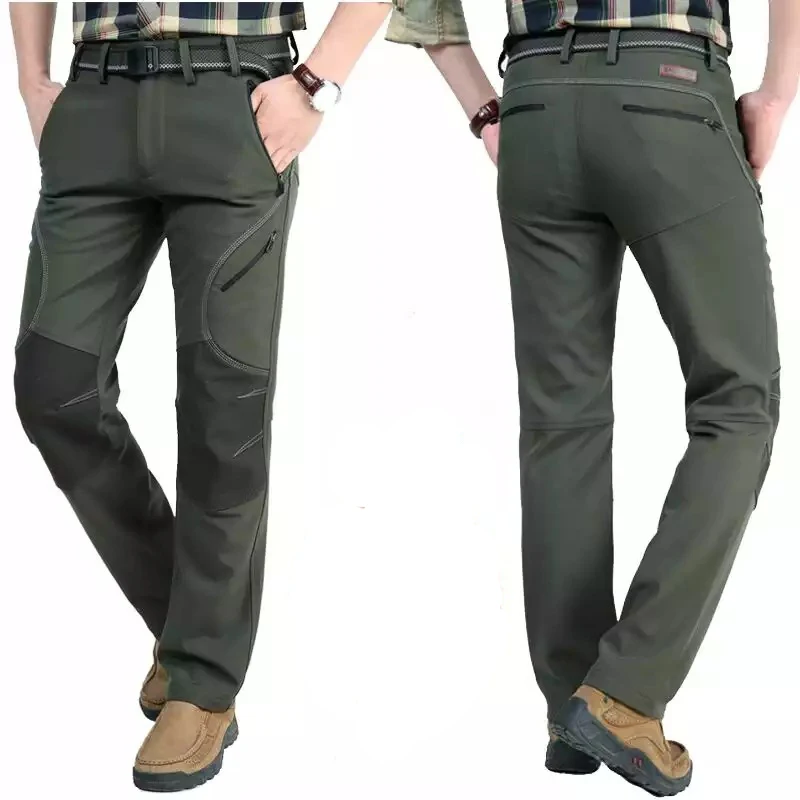 

Winter Men Fleece Warm Ski Hiking Pants Outdoor Sports Male Soft Shell Waterproof Windproof Thermal Camping Climbing Pants