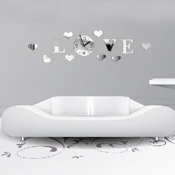 Home Decor Hot DIY 3D Home Modern Decoration Crystal Mirror Living Room Love Wall Clock wall sticker Home Deco mirror AU1