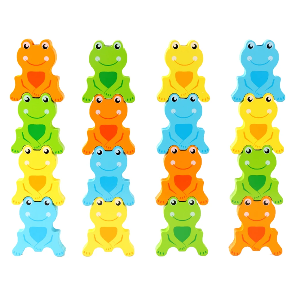 Wooden Stacking Games Frog Interlock Toys Balancing Blocks Games Toddler Educational Toys for 3 4 5 6 Years Old Kids