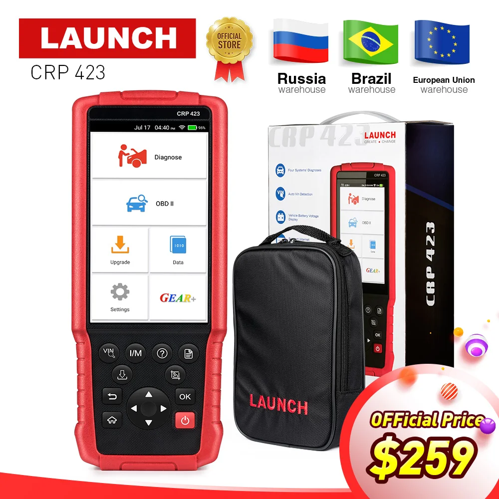 Запуск X431 CRP423 OBD2 считыватель кодов Сканер Поддержка двигателя/ABS/подушки