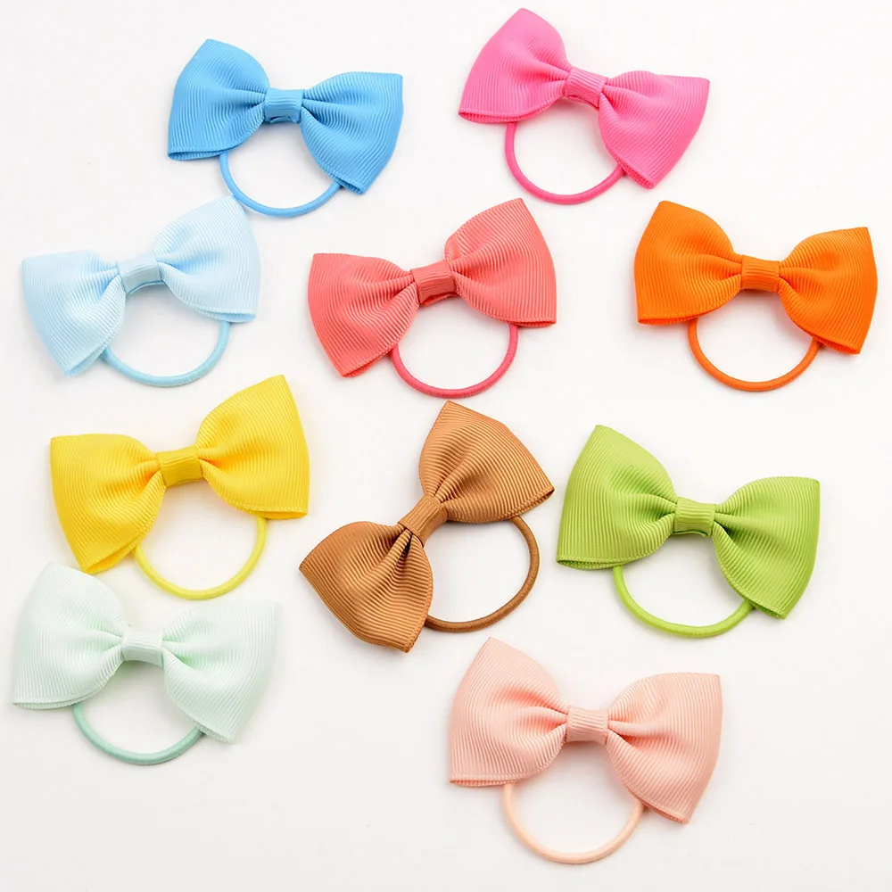 20Pcs//lot Kids Girls Elastic Hair Rope Ribbon Bowknot Rubber Band Accessories