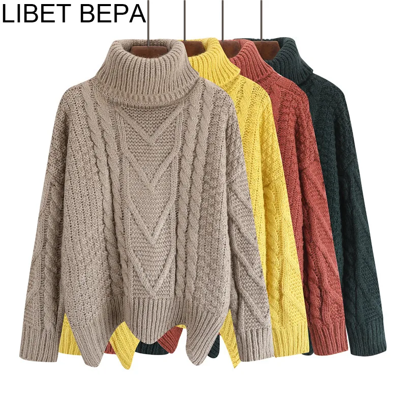Women Pullovers Sweater 2019 Knitting Autumn Winter Thick Warm Multi Colors Fashion Turtleneck Elegant Casual Ladies Tops SW1009 | Женская