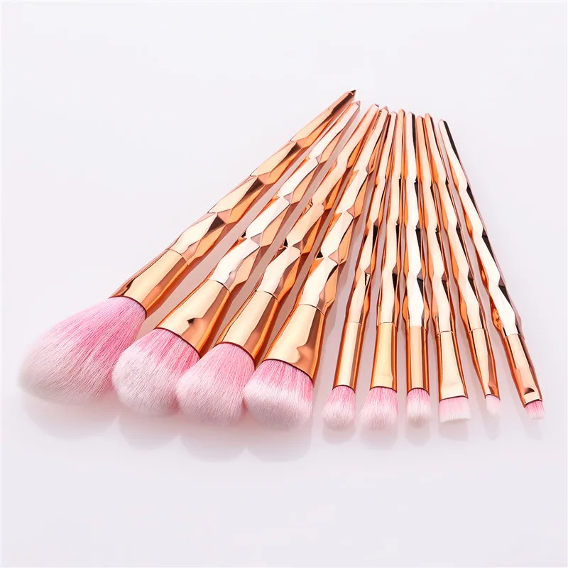 

10pcs/set Makeup Brushes Set Diamond Rose Gold Handle For Women Foundation powder eyeLiner Make up Brushes Beauty Tools T10160