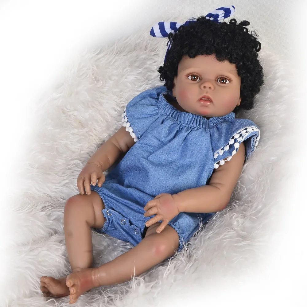 Черный силиконовый Bebes Reborn Bonecas Play игрушки для малышей подарок живая кукла с