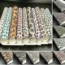 Brilho brilhante brilho leopardo impressão tecido couro do plutônio à prova ddiy água diy costura arcos artesanato a4/a5 folhas