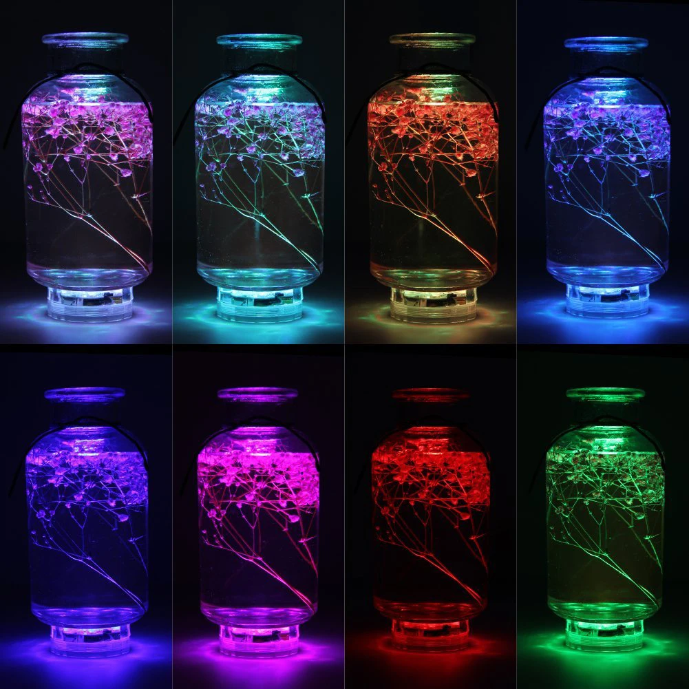 10 LED Remote Controlled RGB Submersible Light IP68 Battery Operated Underwater Night Lamp Vase Bowl Outdoor Garden Party Decor