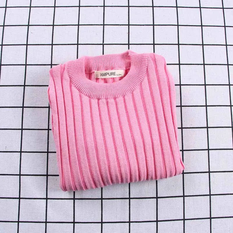 Детские свитера, вязаный свитер для мальчиков и девочек, весенне-осенний свитер для малышей, тонкий трикотажный пуловер, RT058 - Цвет: pink