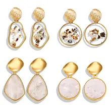 IF YOU Новая мода оболочки геометрические корейские серьги для женщин круглый сердце Смола Подвеска золотого цвета Висячие серьги ювелирный подарок