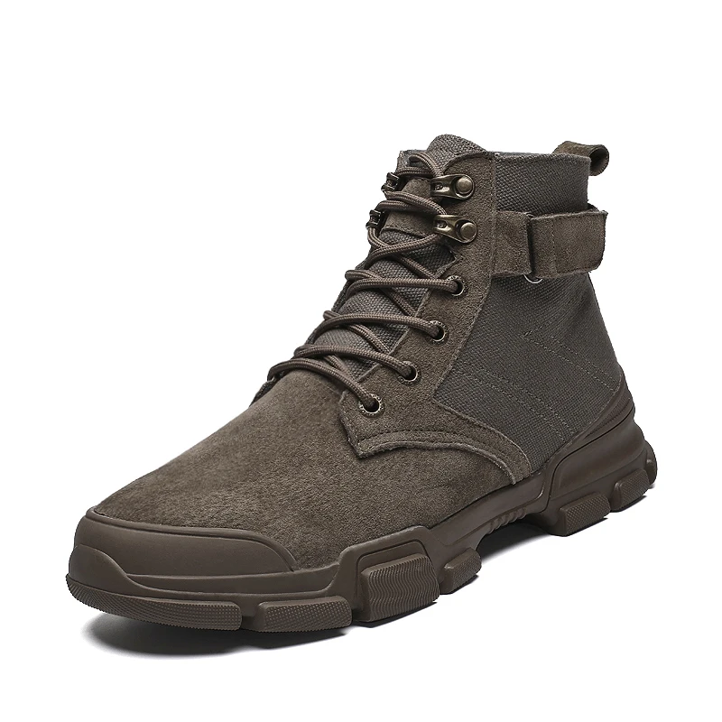 

Men Martin Boots Round Toe Genuine Leather Medium 3colors Solid Light Breath Comfy Chaussure Homme Male Boots Spring Autumn New