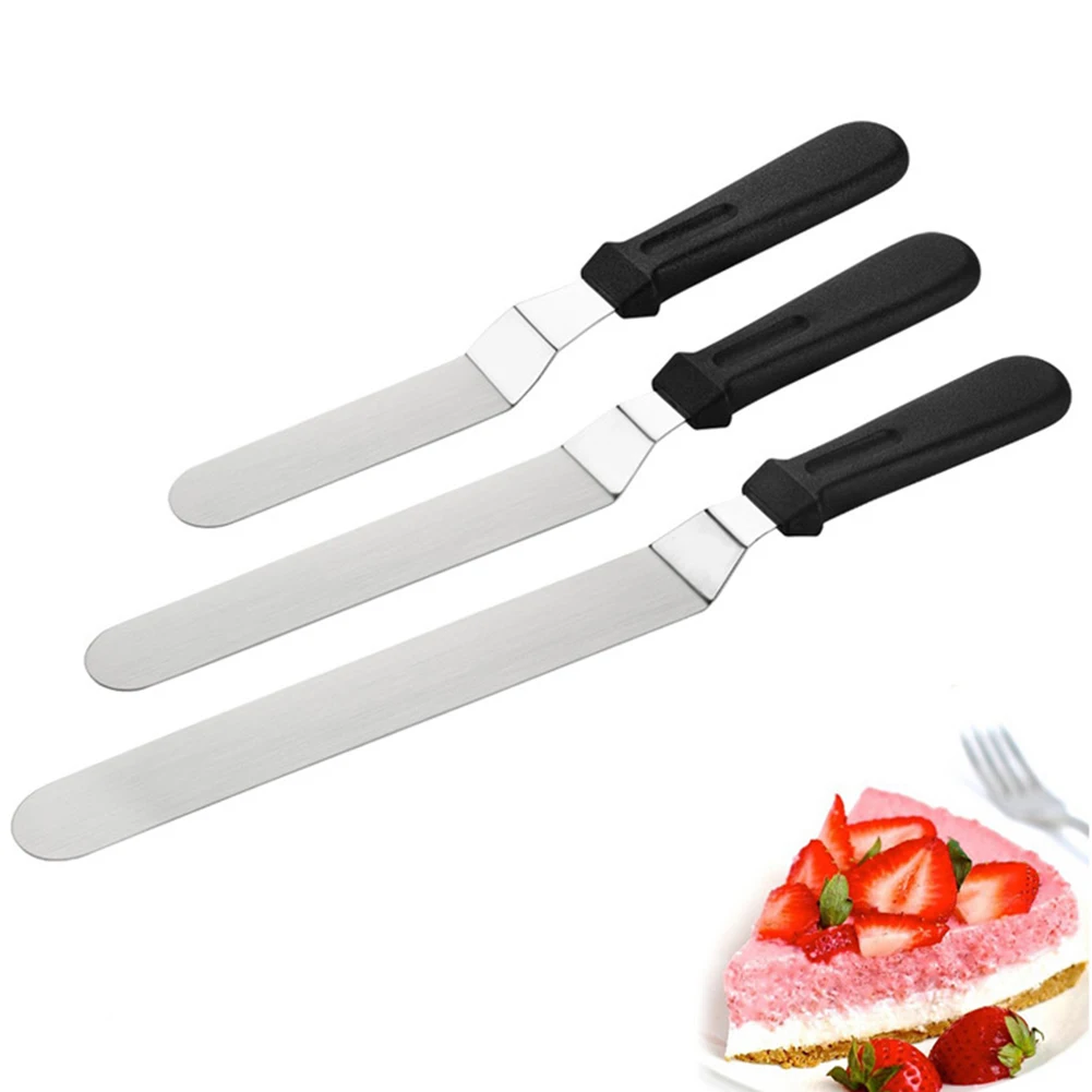 

3 Pcs Kitchen Baking Spatula Stainless Steel Scrape Cooking Tools Kitchen Pastry Cake Decoration Tools