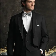 Дизайн мужской деловой мужской костюм свадебный костюм 2 кнопки черный мужской костюм для шафера(куртка+ брюки+ галстук+ жилет