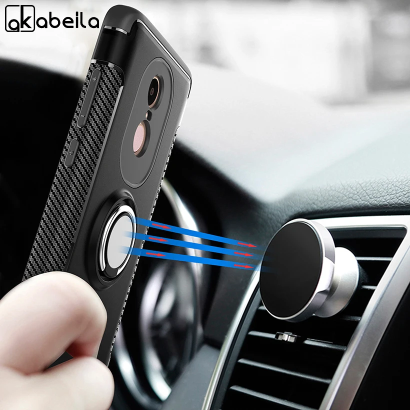 

AKABEILA Case For Xiaomi Redmi 4X Cover Finger Ring Car Magnet Matte Protector For Xiaomi Redmi Note 4X 3G/32G Kicksatnd Shell