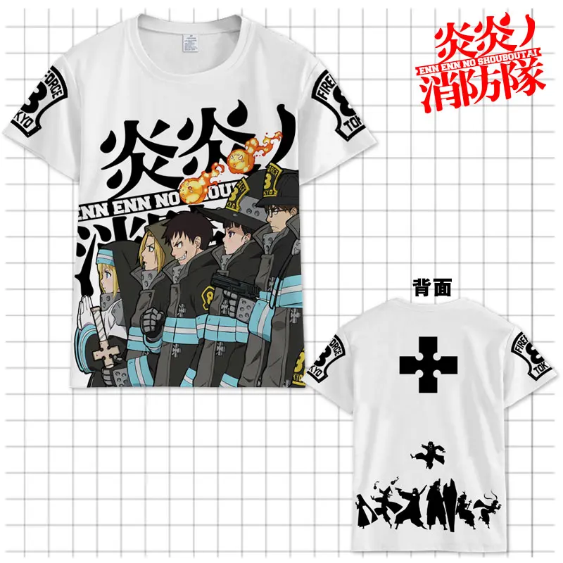 

Anime T-shirt Enn Enn No Shouboutai Fire Force Cosplay T shirt Short Sleeve Polyester Tee Top Unisex Summer Shirt