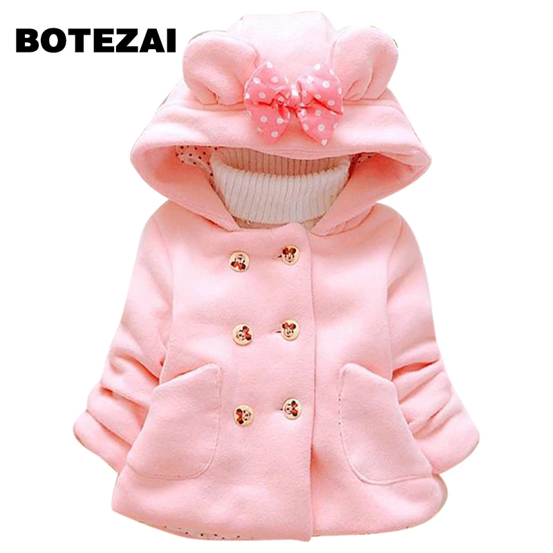 Minnie Girls Jacket Winter Cartoon Lovely Kids Coat Cotton Hooded Outerwear