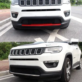 

Red/Silver For Jeep Compass 2017+ ABS Car Front Bumper Plate Cover Decorations Accessories Protector Cover