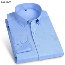 Pauljones/высокое качество, новинка, длинный рукав, однотонный хлопок, для мужчин, s, повседневные, мужские рубашки, приталенная Мужская блузка, рабочая одежда, белый, черный, Китай