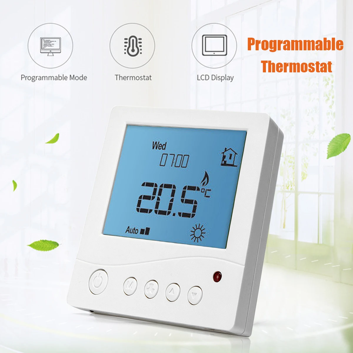 

ZEAST Heater Programmable Thermostat 7Day LCD Digital NTC for Electric Underfloor Heating TR3100 Manual Override Memory White