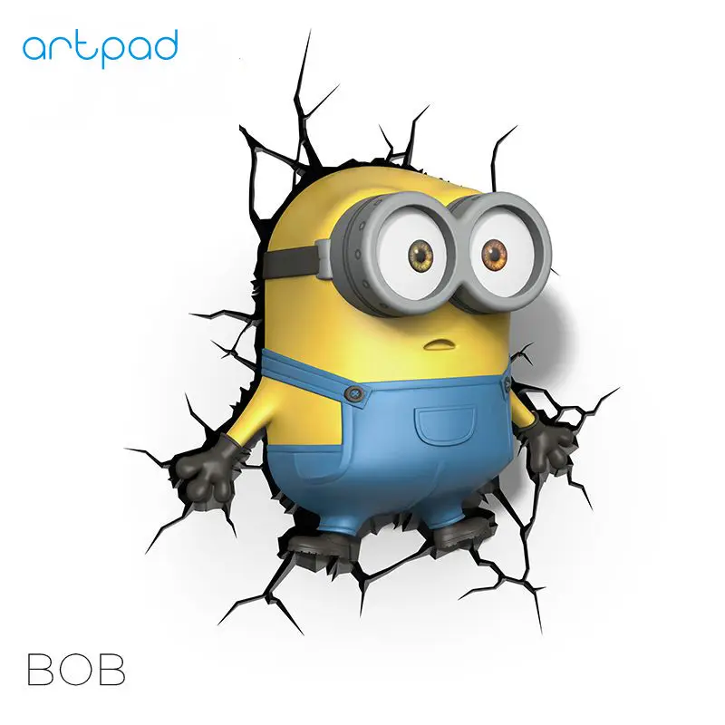 

Artpad Cartoon Figure Despicable Me Minion Bob LED 3D Lamp Kid Children Bedroom Lovely Decoration Wall Sticker Light Switch