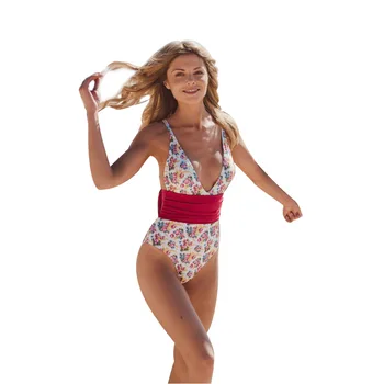 

One Piece Floral Printed Swimwear Beachwear For Women