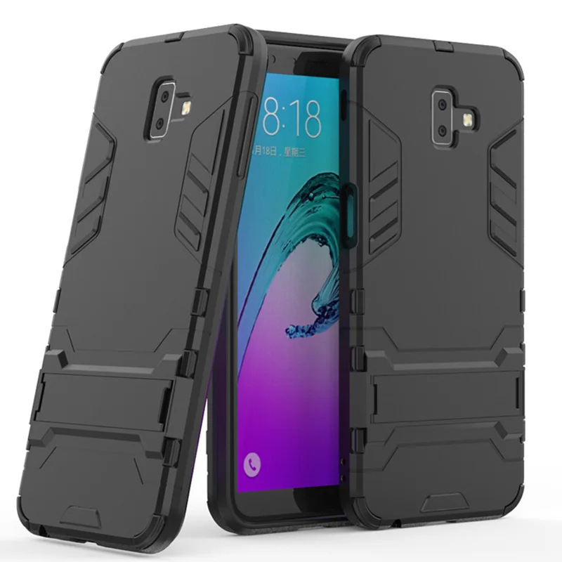 Чехол для Samsung Galaxy J6 + ударопрочный резиновый чехол-держатель телефона Plus J 6 чехол