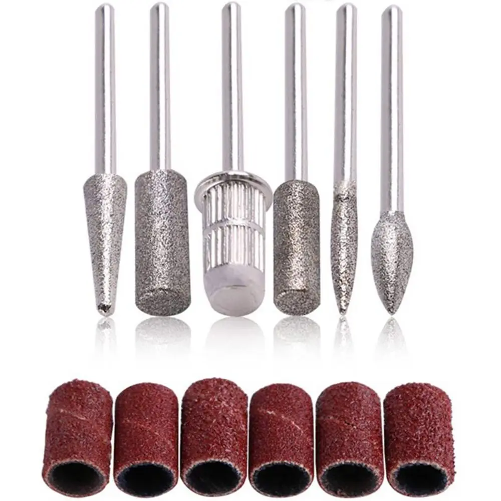 6Pcs Nail Art Drill Bit Replace Sandpaper Head Set Gel Grinding