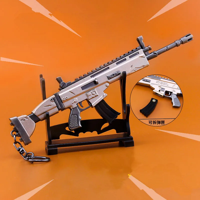 

Game Accessories Arms Legendary Level Rifle SCAR Keychain Metal Alloy Weapon Model Action Figures Toys Droshipping