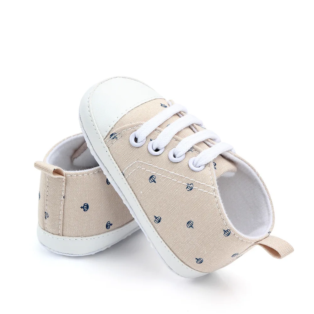 AiKway Baby Shoes First Walkers Boy Girl Canvas Newborn Baby Casual Shoes Soft Bottom Crown Infant Toddler Shoes