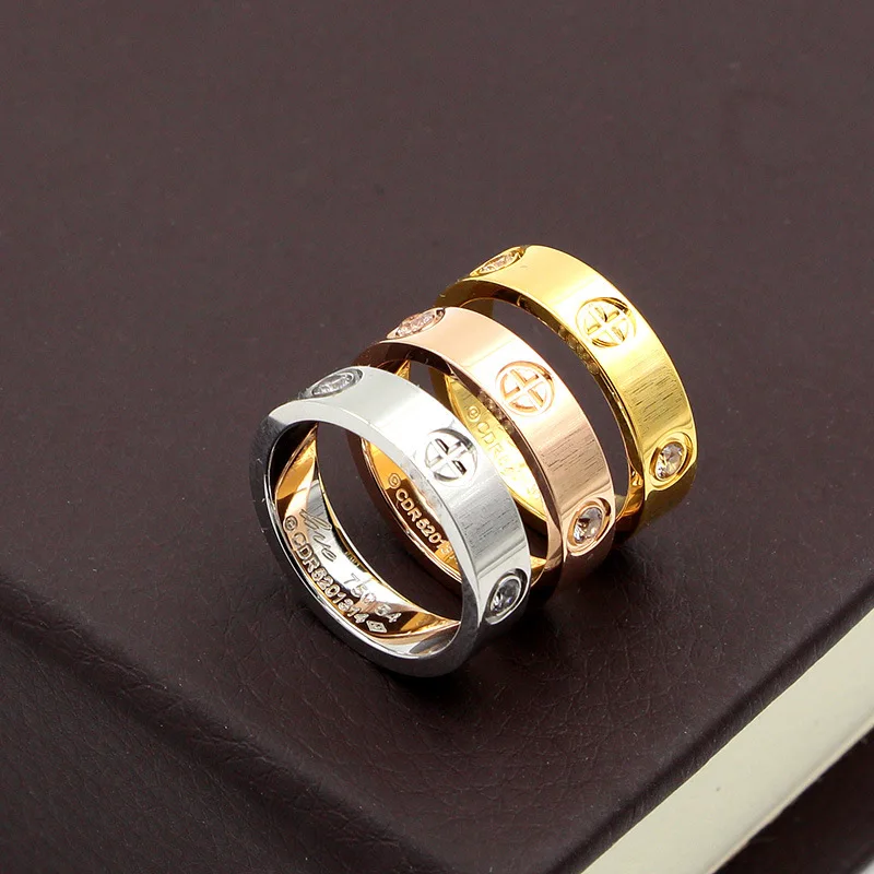 Titanium Steel Fashion Classic Luxury Brand Bague Cross Patter Wedding Love Ring For Women/Men Gold Color cart Lovers Jewelry