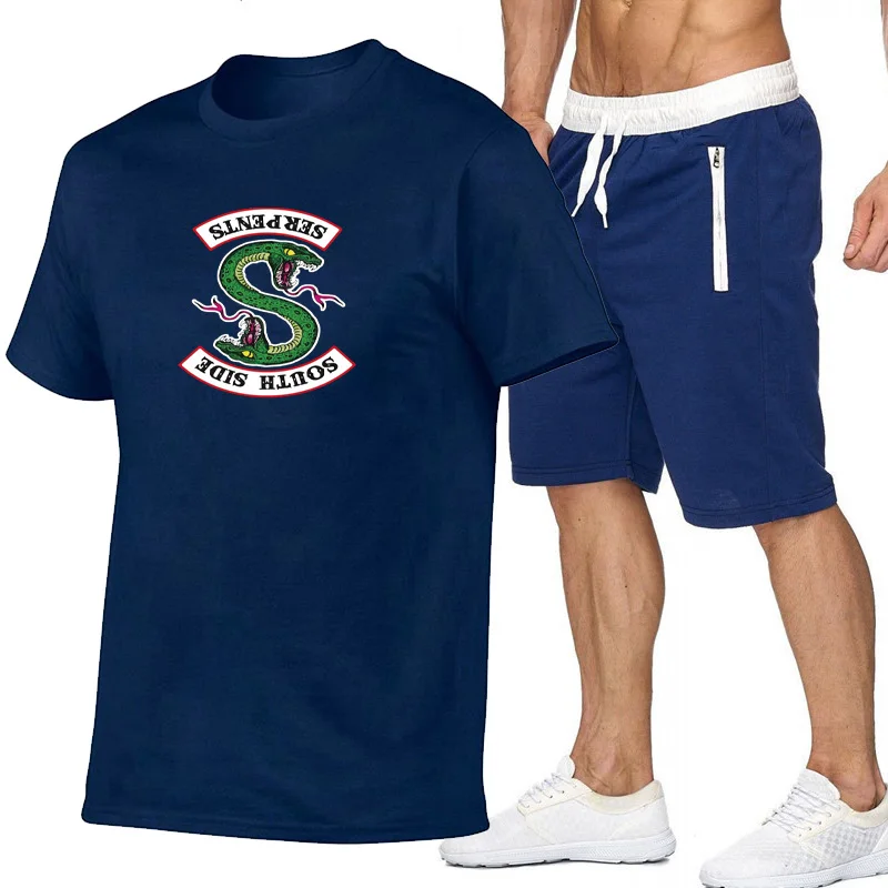 

2019 New High quality Men Sets South Side Serpents T-shirt+shorts men Summer Two piece suit tracksuit Fashion Casual Tshirts