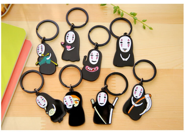 

1 pcs Random PVC No face man keychain Japanese Anime Miyazaki Spirited Away Voyage of Chihiro Figures keychain keyring Pendant