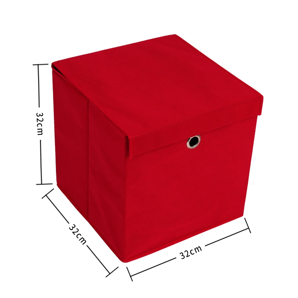 32*32*32cm Foldable High Capacity Red Square Non-Woven Fabric Storage Cubes Box, Durable and Lightweight Clothing Organizer 32*32*32cm Foldable High Capacity Red Square Non-Woven Fabric Storage Cubes Box, Durable and Lightweight Clothing Organizer