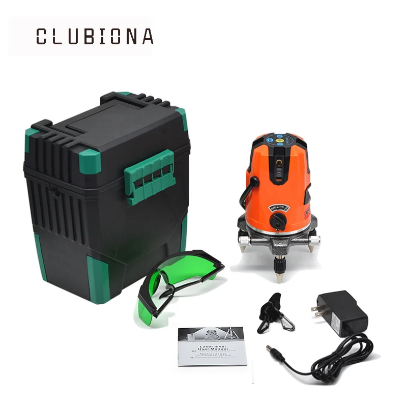 

US PLUG CLUBIONIA ZKLL05G 4V 1H 5 lines 6 points green Laser Level automatic cross line 360 Rotary green laser