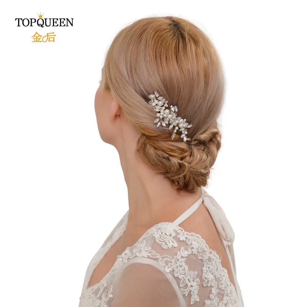 TOPQUEEN HP13 Кристалл Стразы Жемчуг женские свадебные шпильки для волос кусок свадебные гребни для волос для невесты Голова Украшения